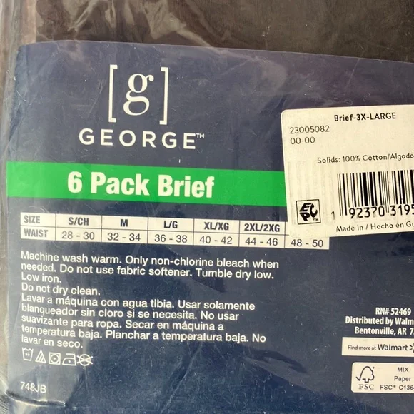 George 6-pack Brief 3XL NWT - Picture 4 of 6